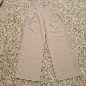 Gap 365 High Rise Trouser Dress Pants Wide Leg Beachwood Beige Pleated Size 4